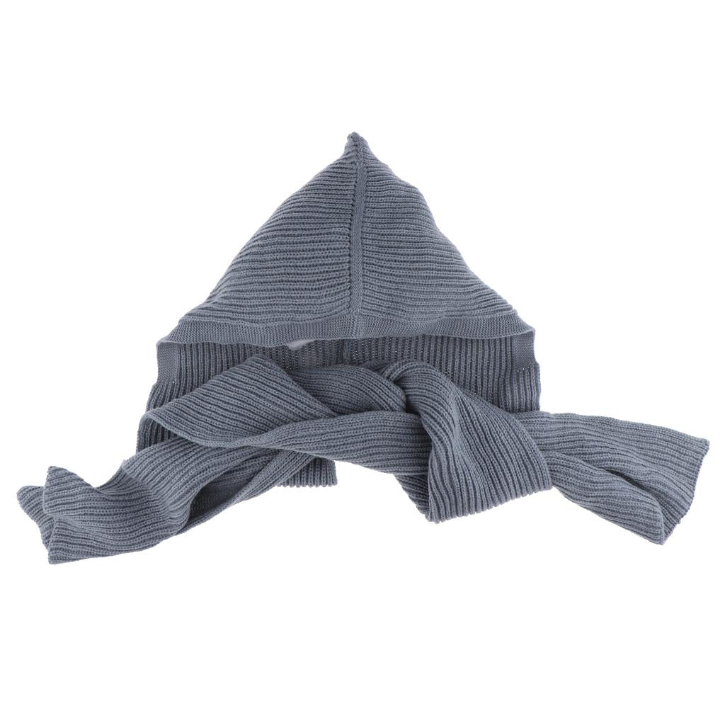 Parent-child Winter Knit Hooded Scarf Headscarf Neck Warmer Hoodie Hat Gray