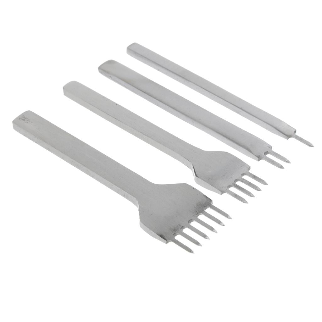 Steel Prong Lacing Stitching Chisel Leather Craft Kits 1 2 4 6 Prong Set 4mm