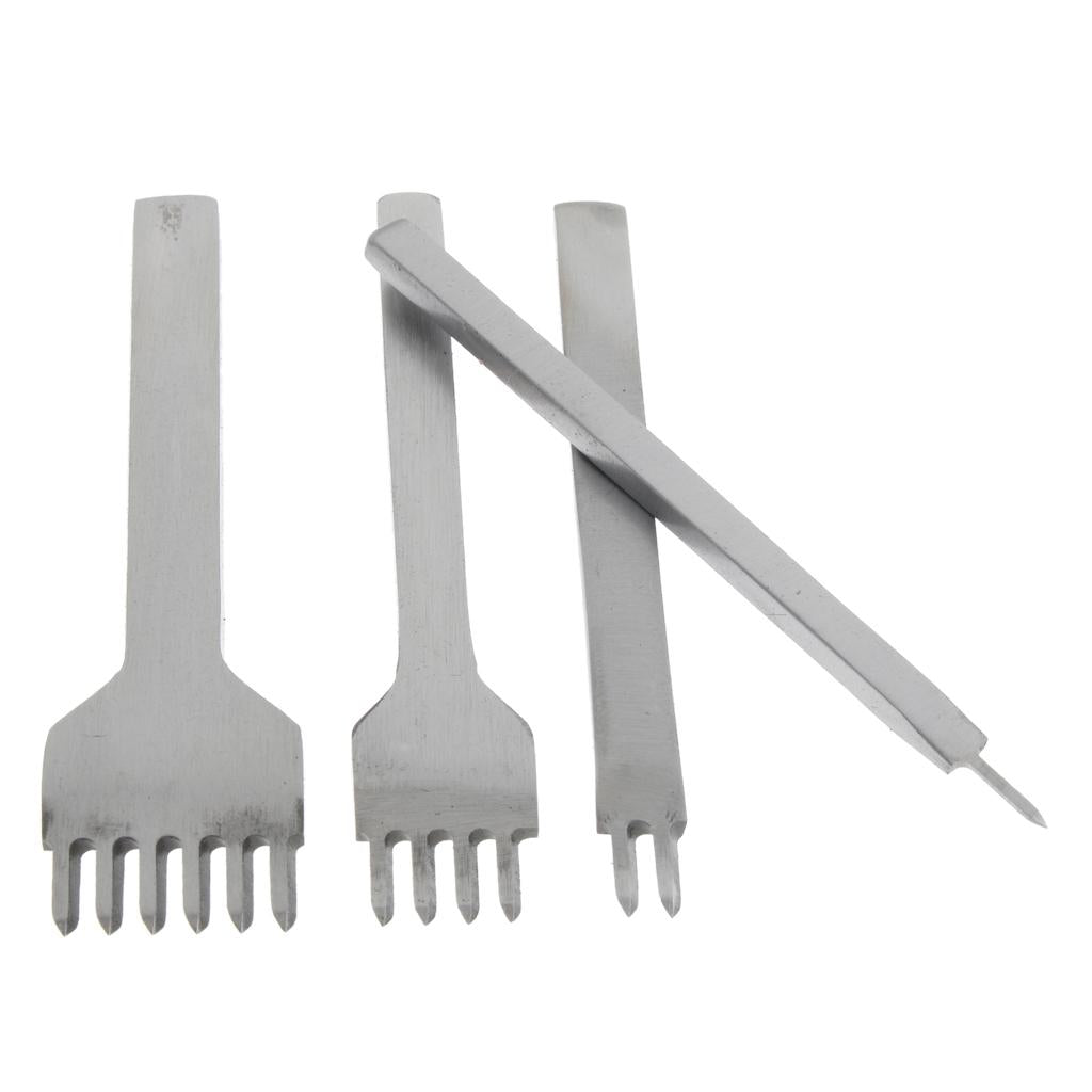 Steel Prong Lacing Stitching Chisel Leather Craft Kits 1 2 4 6 Prong Set 4mm