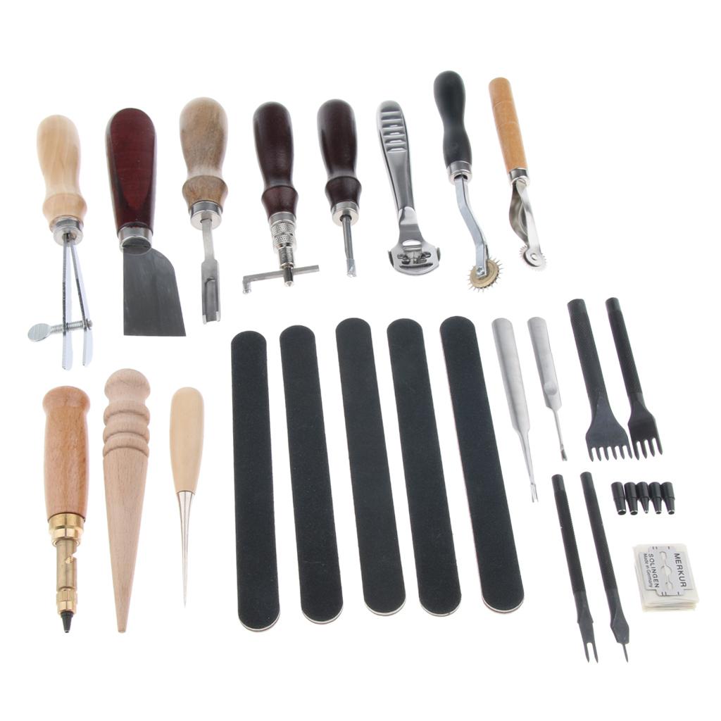 18PCS Leather Craft Tools and Supplies Kit Hand Stitching Sewing Accessory