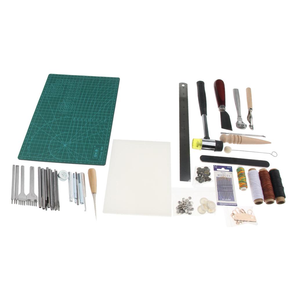 61PCS Leather Craft Tools and Supplies Kit Hand Stitching Sewing Accessory