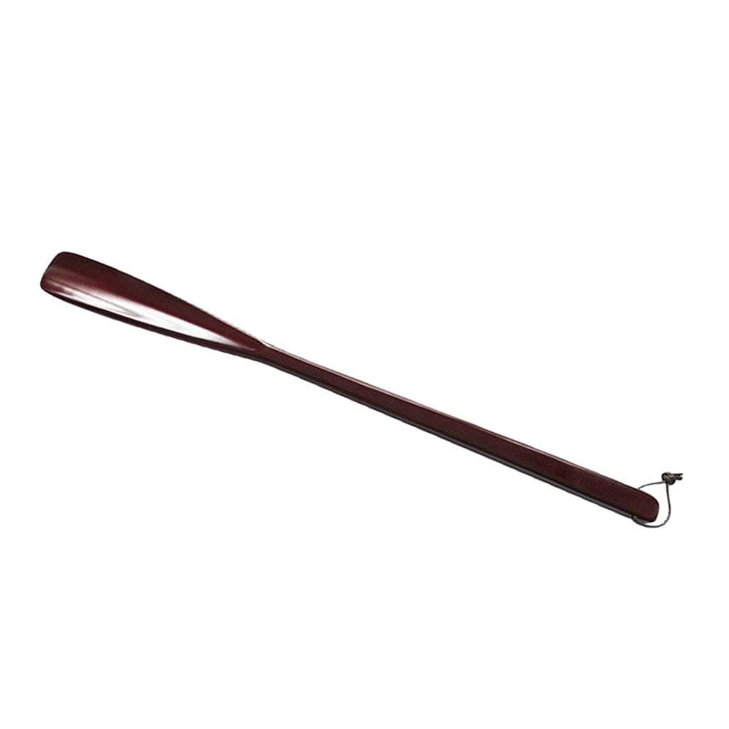 Natural Solid Wooden Long Handle Shoe Horn Lifter Shoe Care Accessory Brown