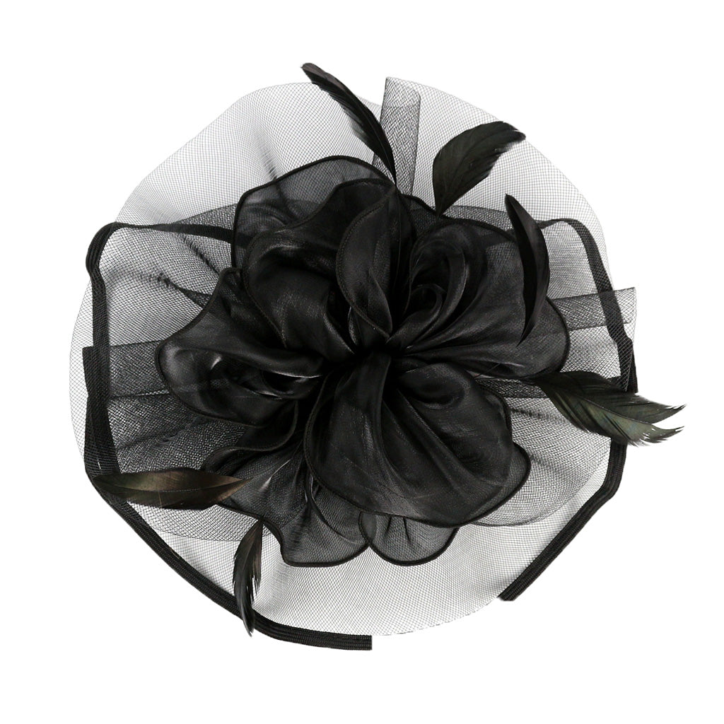Vintage Ladies Floral Fascinator Headband Hair Clip Derby Hat Black