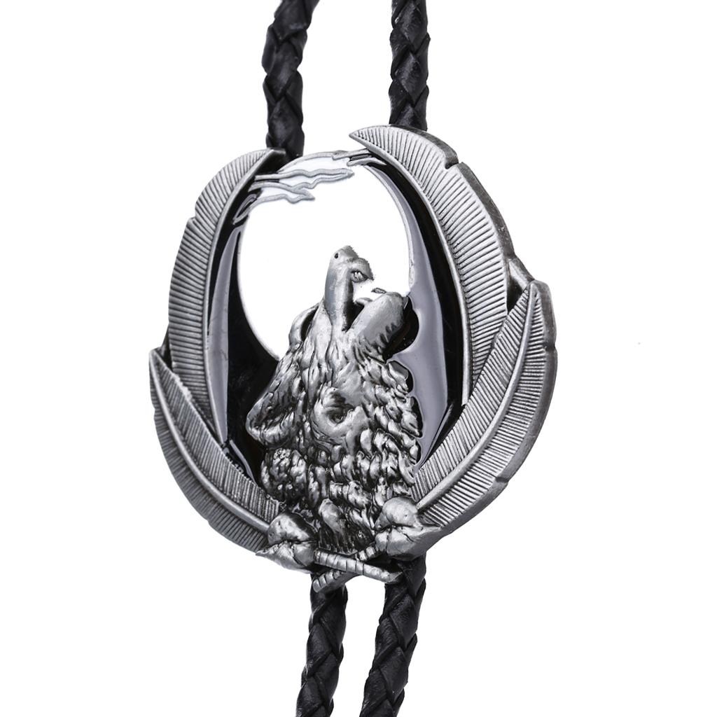 Vintage Wolf Howling Design Cowboy Rodeo Bolo Tie