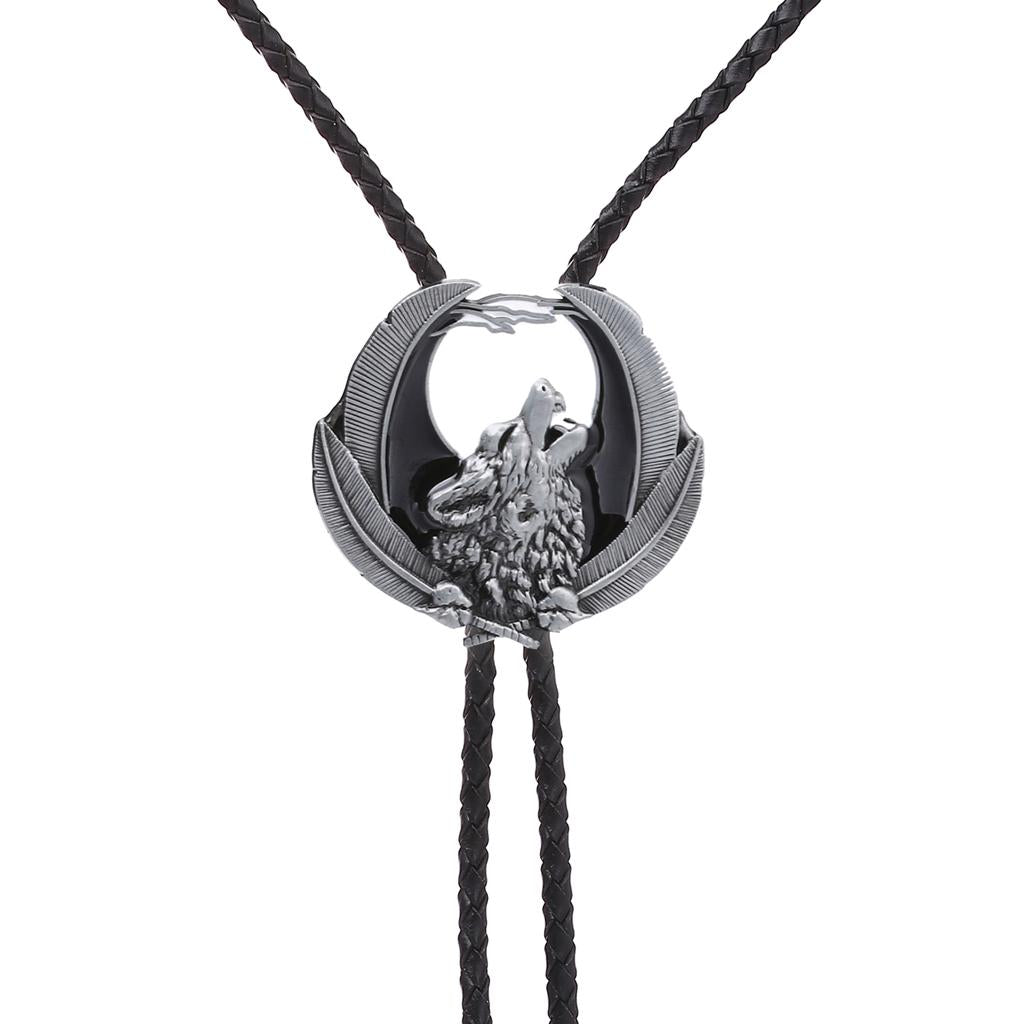 Vintage Wolf Howling Design Cowboy Rodeo Bolo Tie