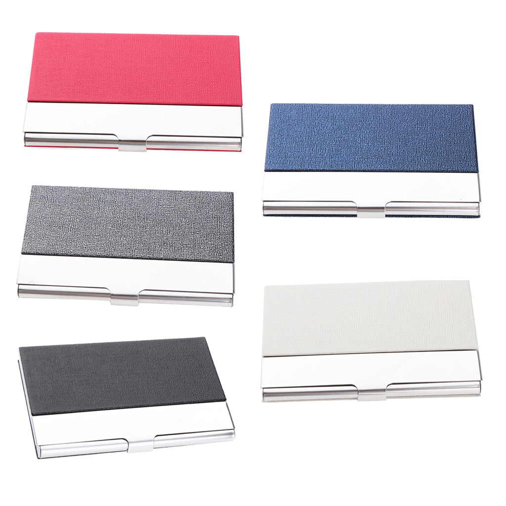 Business Name Card Holder Luxury PU Leather&Stainless Steel Card Case Black