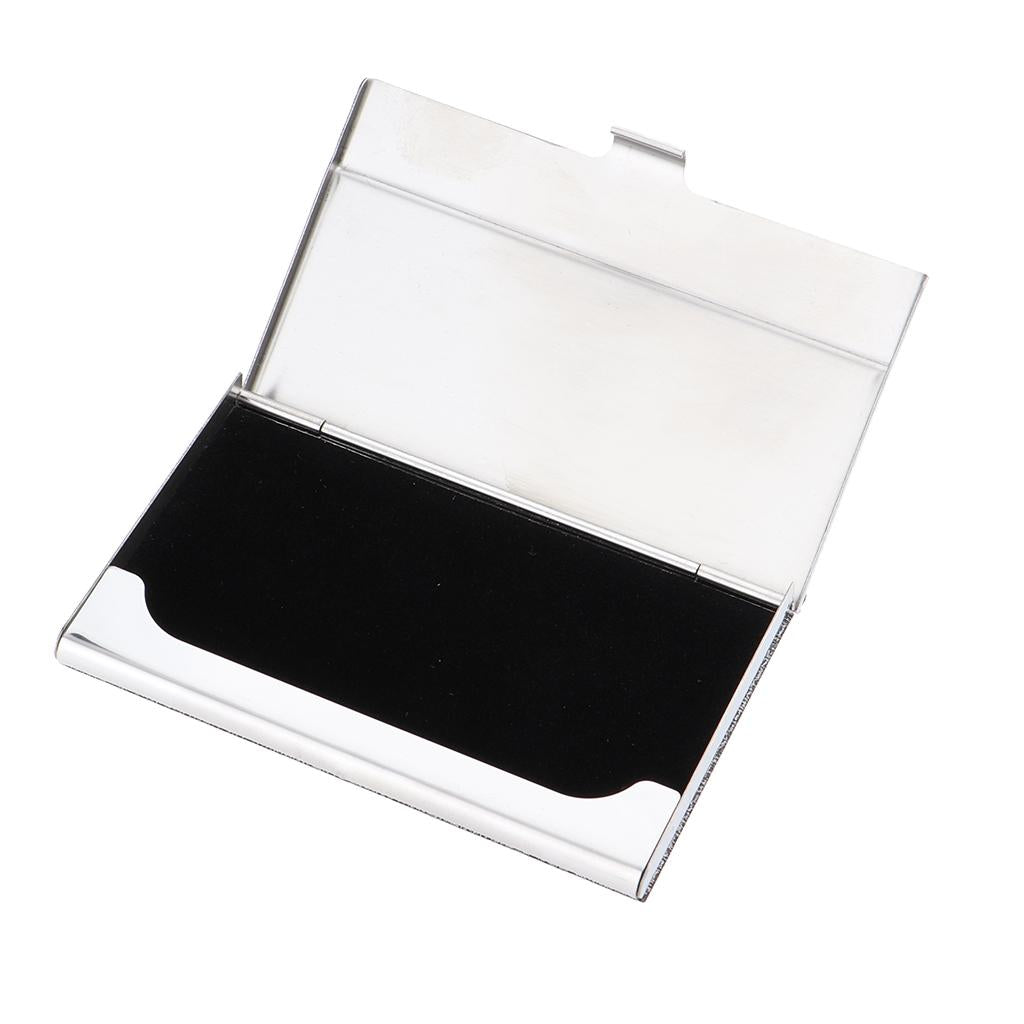 Business Name Card Holder Luxury PU Leather&Stainless Steel Card Case Gray
