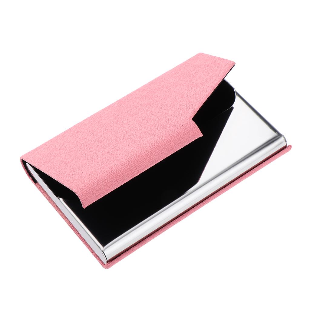 Business Name Card Holder Stainless Steel Multi Card Case Wallet Pink