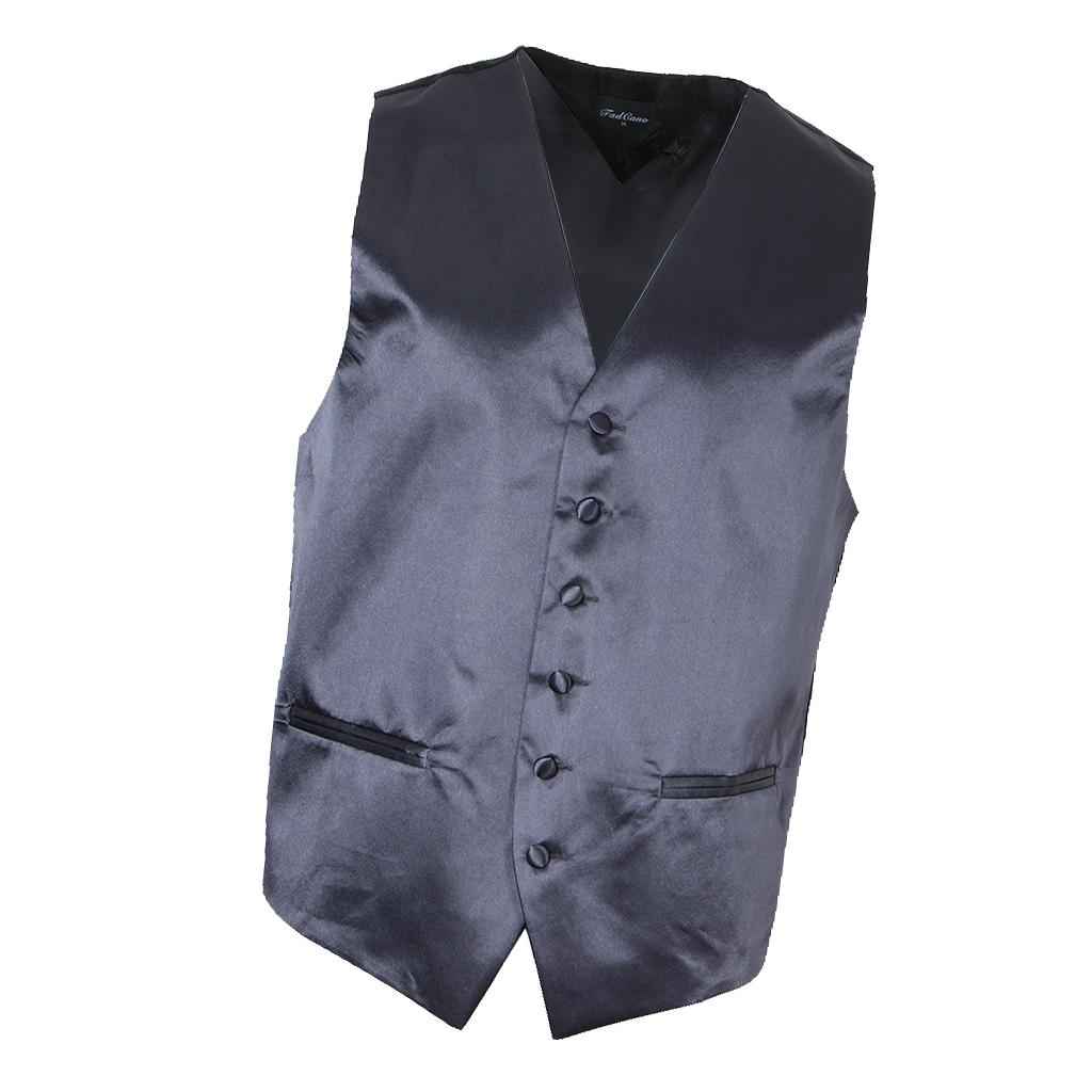 Men's Formal Slim Fit Suit Vest Business Solid Tuxedo Waistcoat XL Gray