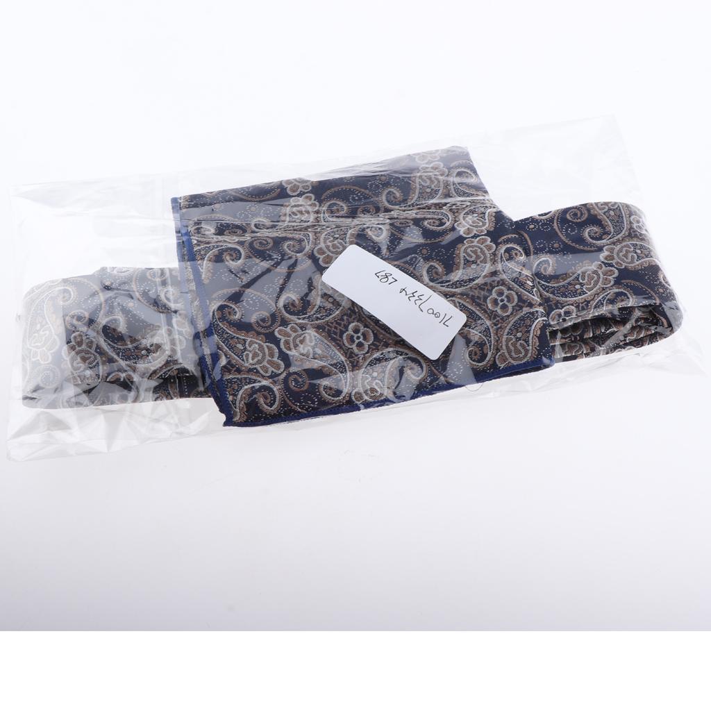 Men's Jacquard Tie Necktie Hanky Handkerchief Set Wedding Business Neckwear 8