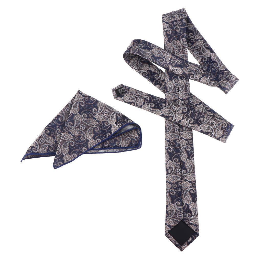 Men's Jacquard Tie Necktie Hanky Handkerchief Set Wedding Business Neckwear 8