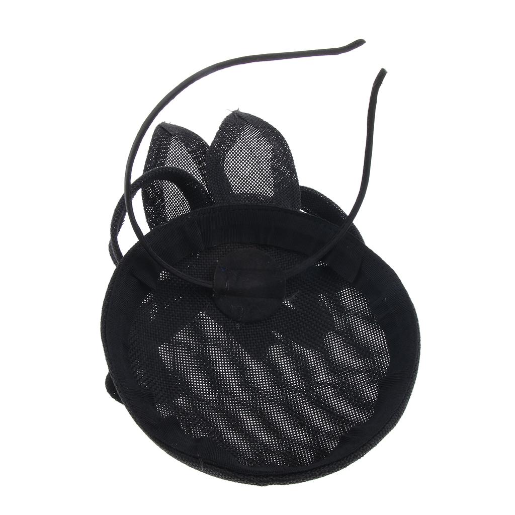 Sinamay Fascinator Hat Feather Party Pillbox Hat Flower Derby Hat for Women Black