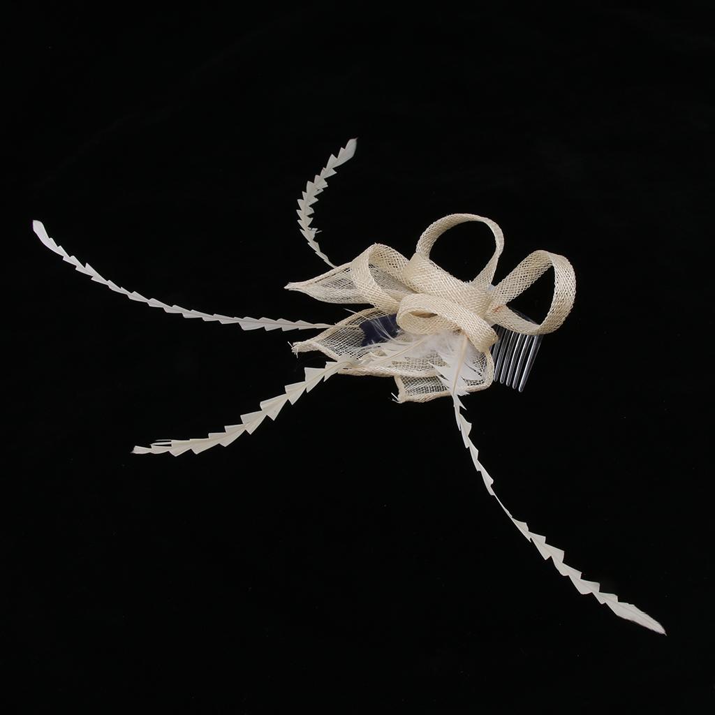 Sinamay Flower Fascinator Women Pillbox Derby Cocktail Tea Party Hat Beige