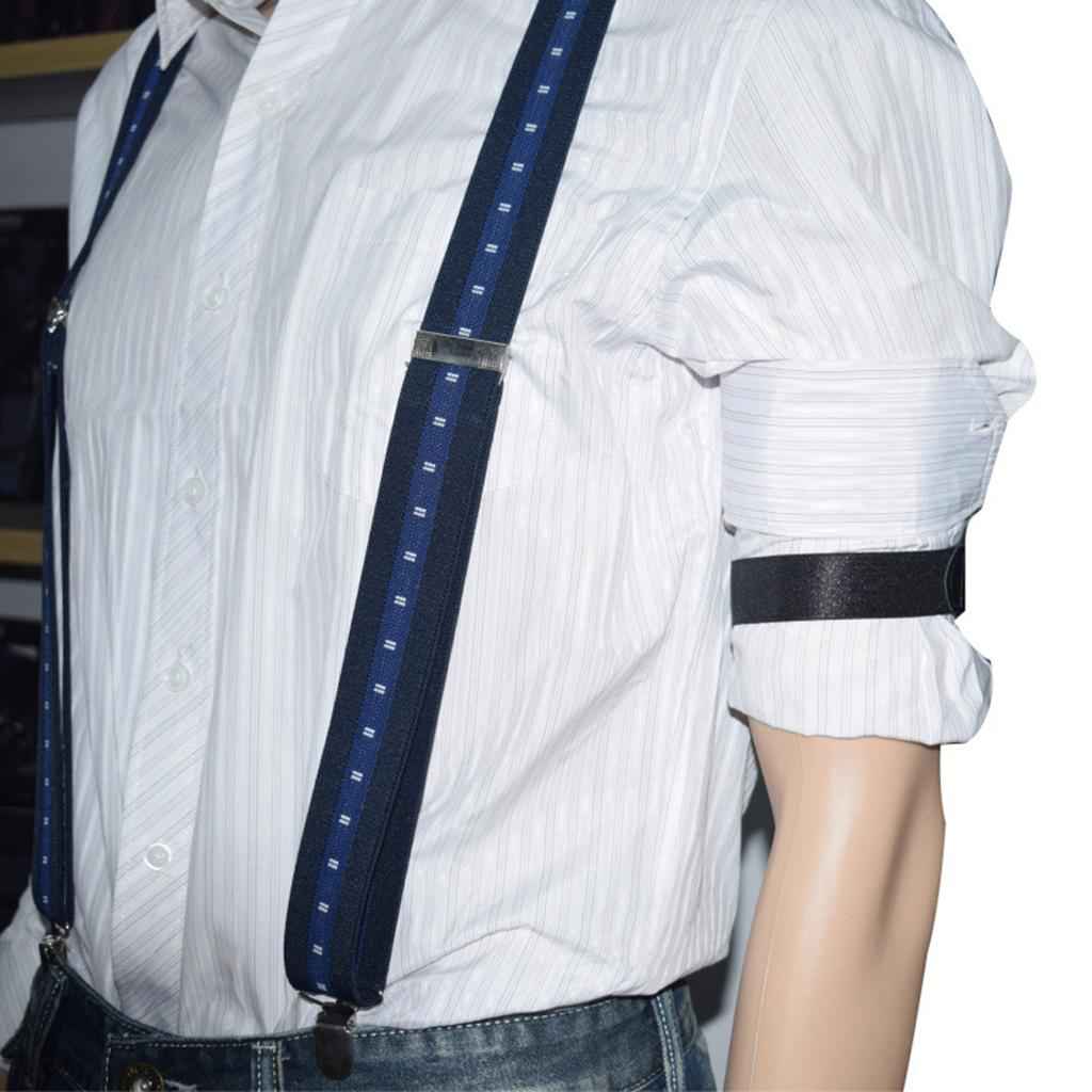 Adjustable Anti Slip Elastic Shirt Sleeves Holder Armband Garter Band Black