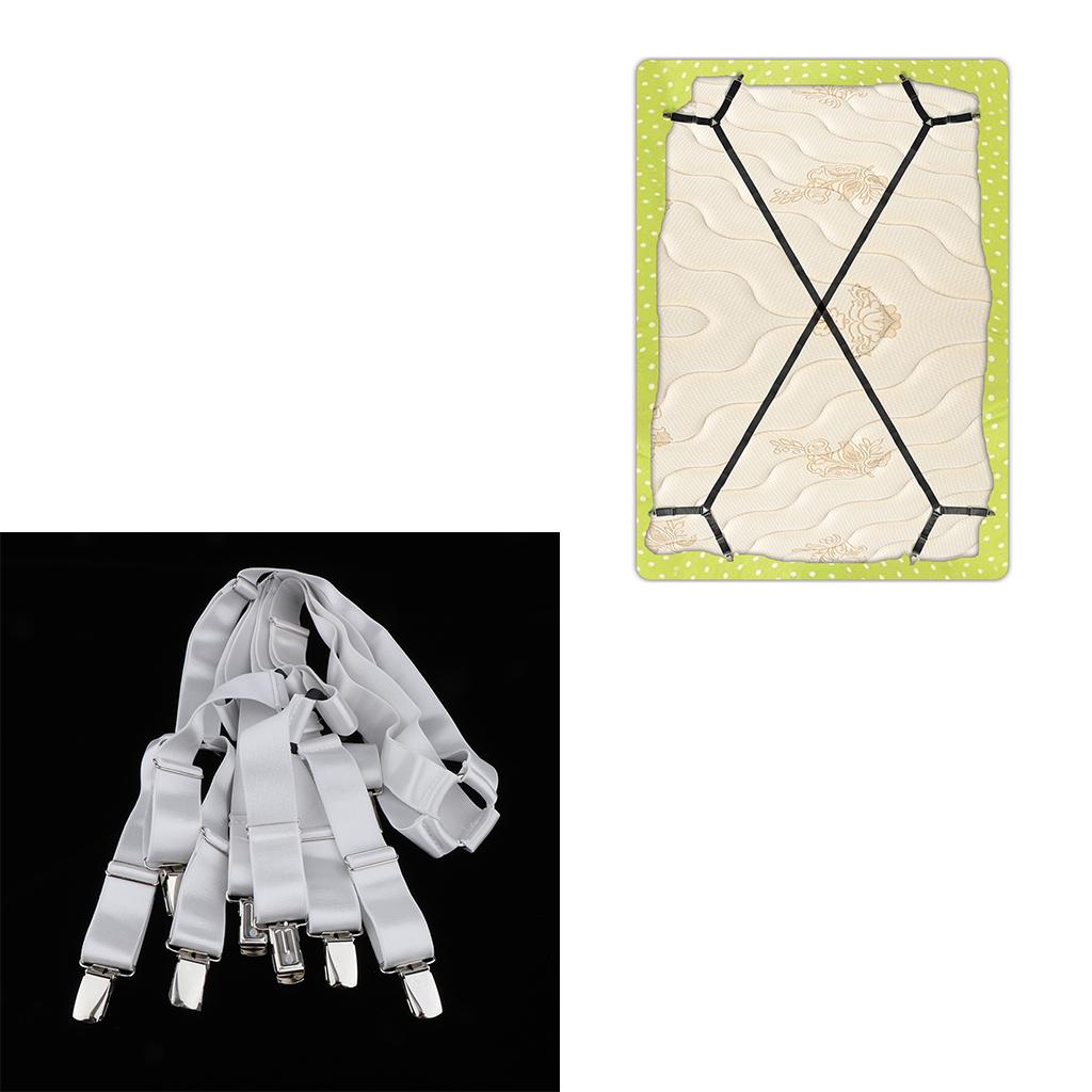Sheet Bed Suspenders Adjustable Crisscross Sheet Band Straps Grippers Black
