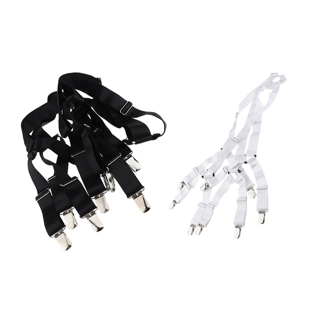 Sheet Bed Suspenders Adjustable Crisscross Sheet Band Straps Grippers Black