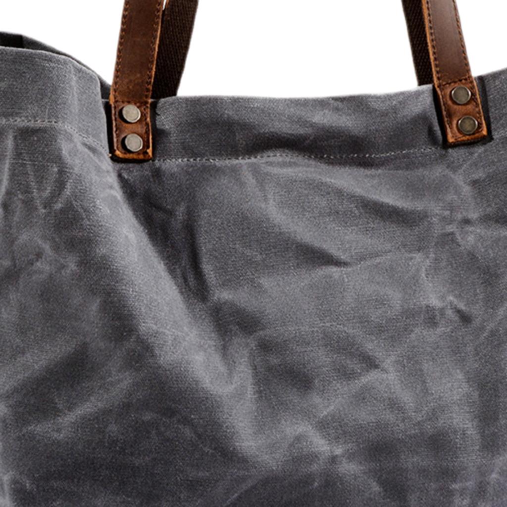 Women's Waxed Canvas Waterproof Shoulder Bag Large Capacity Tote Bag Gray