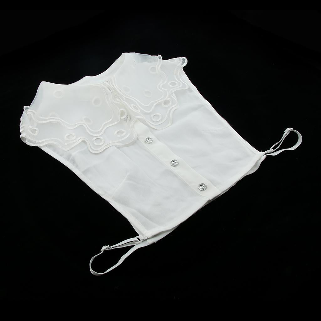 Detachable Lace Chiffon Collar Dickey Blouse Half Shirts False Collar White