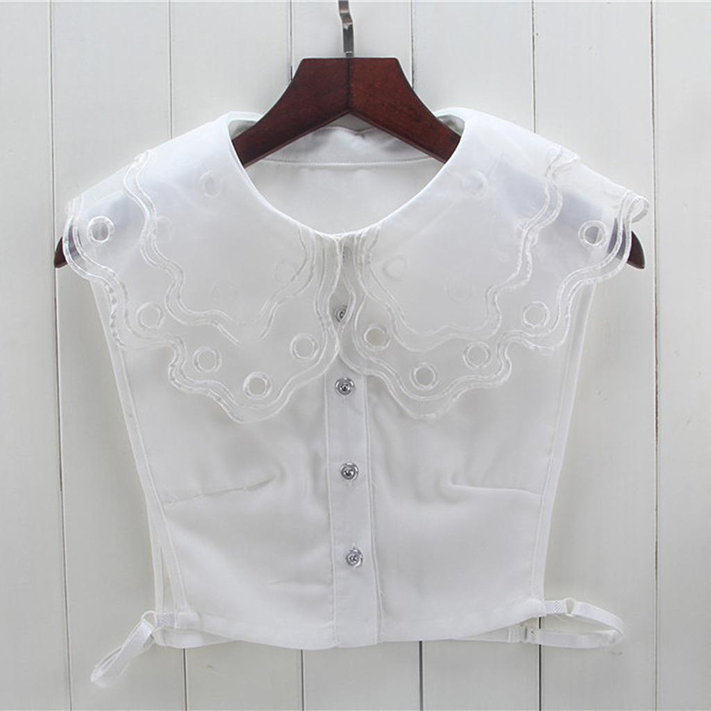 Detachable Lace Chiffon Collar Dickey Blouse Half Shirts False Collar White