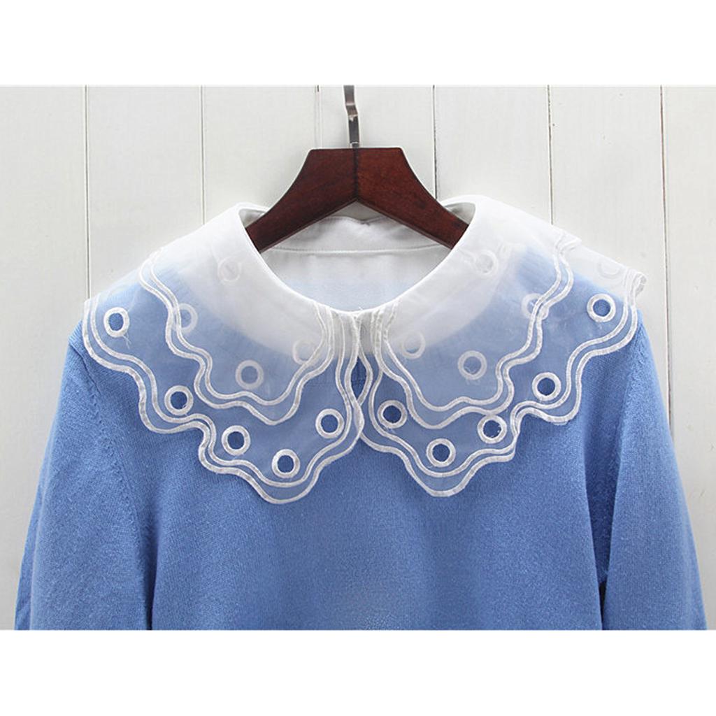 Detachable Lace Chiffon Collar Dickey Blouse Half Shirts False Collar White