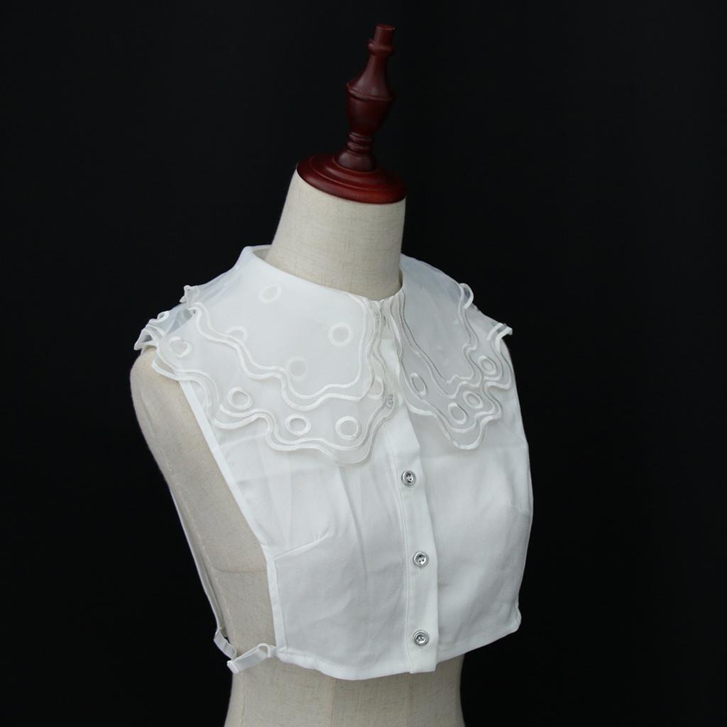 Detachable Lace Chiffon Collar Dickey Blouse Half Shirts False Collar White