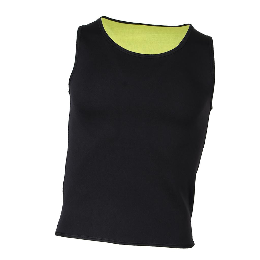 Men Sauna Sweat Vest Weightloss Shapewear Neoprene Tank Top XL Black Yellow