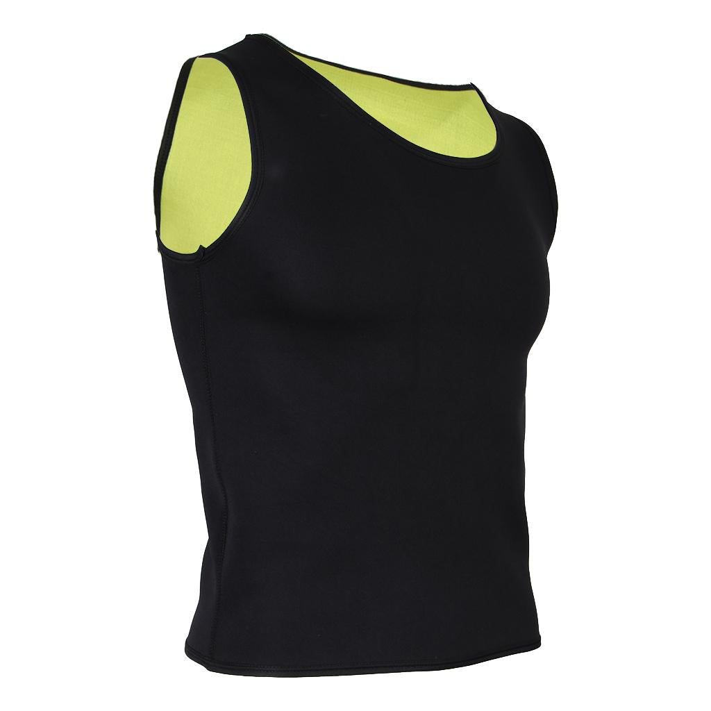 Men Sauna Sweat Vest Weightloss Shapewear Neoprene Tank Top XL Black Yellow