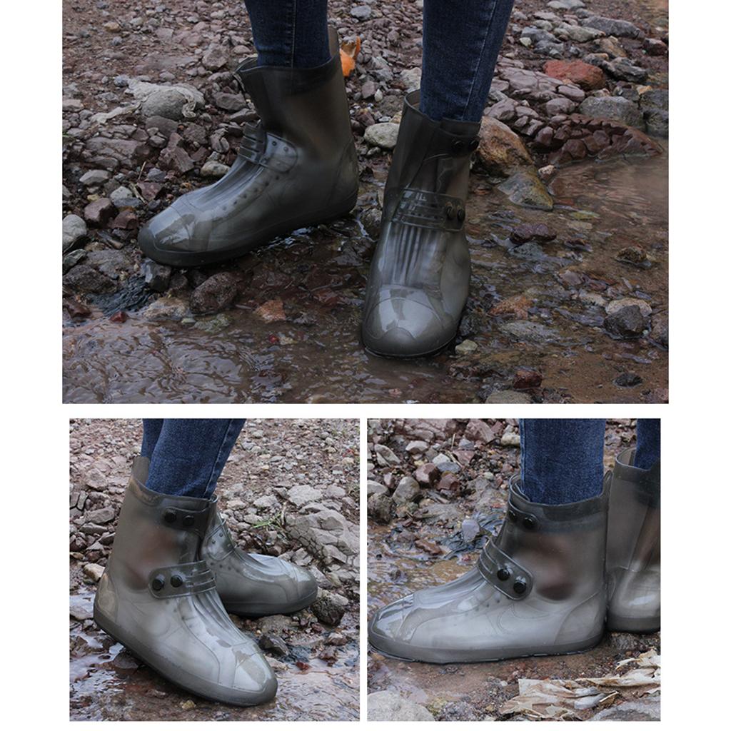Waterproof Rain Snow Shoe Covers Foldable Thicken Sole Overshoes Black XL