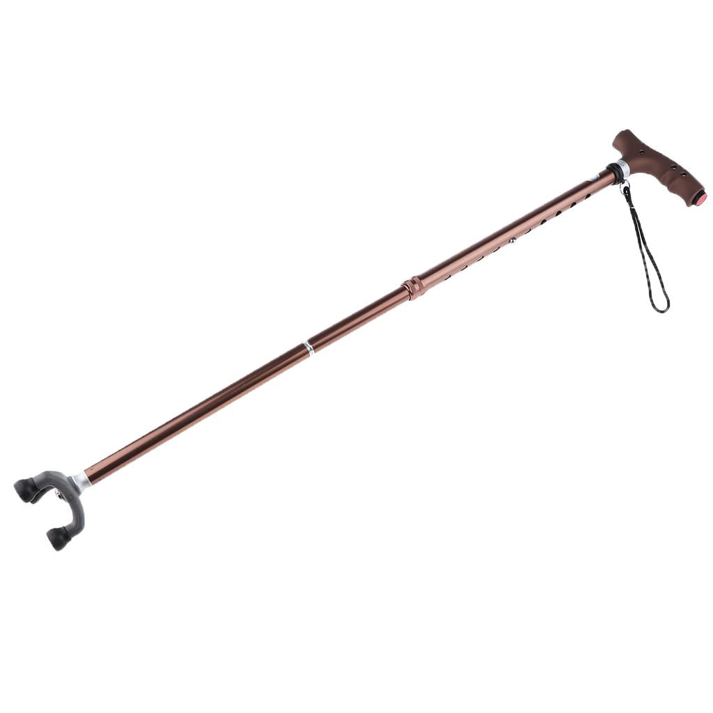 LED Folding Cane Lightweight Aluminum Nonslip Walking Aid Handle Gift Bronze