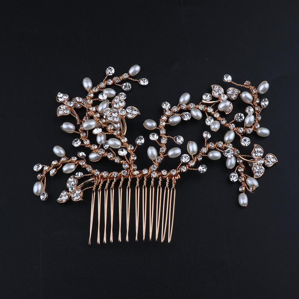 Women's Simulated Pearl Crystal Hair Side Comb Bride Headpiece Hair Jewelry