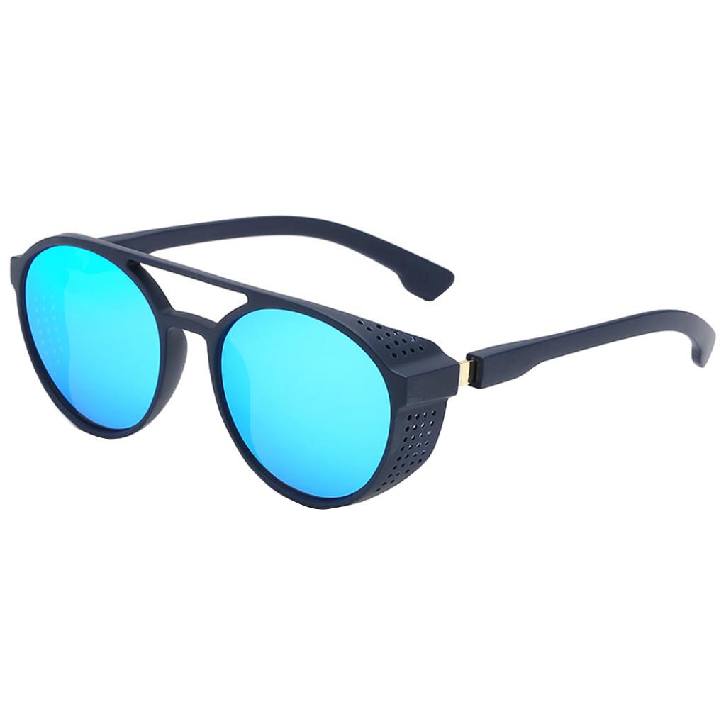 Unisex Steampunk Sunglasses Shades Metal Plastic Frame Glasses Eyewear Blue
