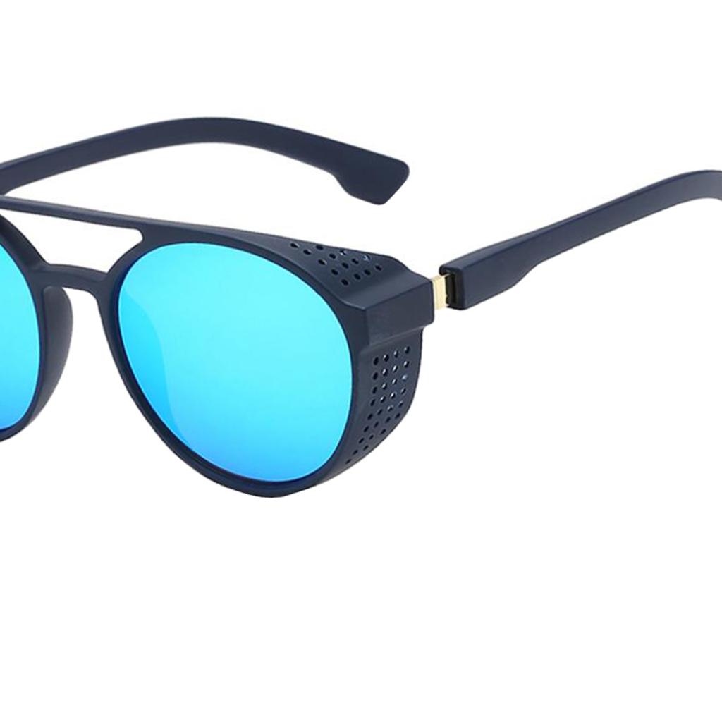 Unisex Steampunk Sunglasses Shades Metal Plastic Frame Glasses Eyewear Blue