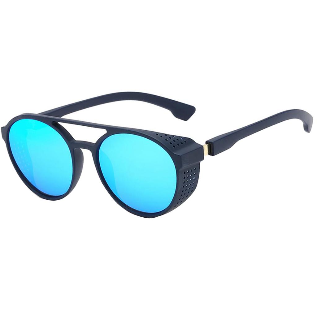 Unisex Steampunk Sunglasses Shades Metal Plastic Frame Glasses Eyewear Blue