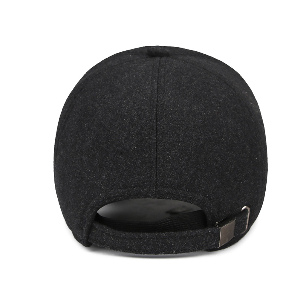 Mens Winter Warm Wool Blend Baseball Cap Hat with Fold Earmuffs Warmer Gray