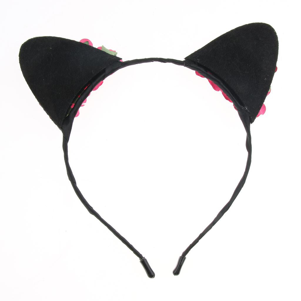 Paper Flower Cat Ears Party Women Girls Kids Headband Fancy Dress Rose