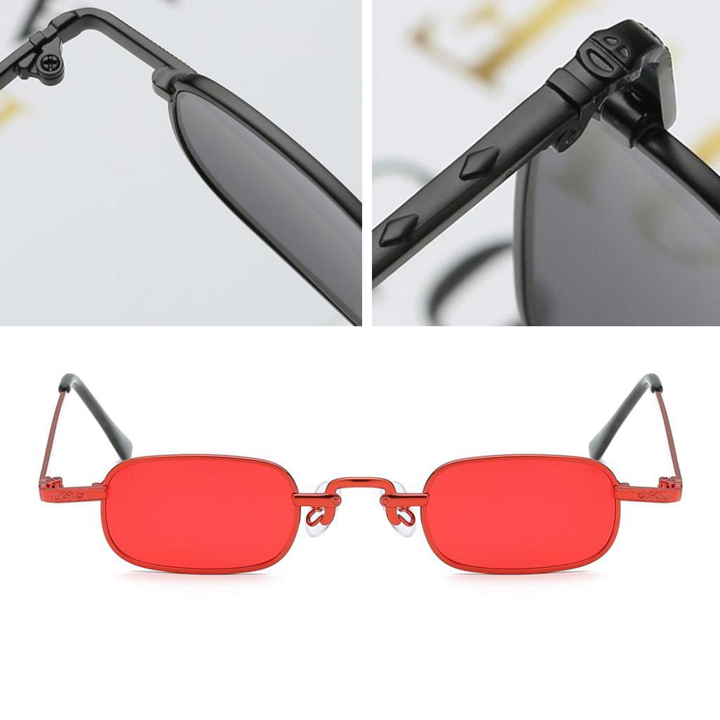 Vintage Small Square Punk Sunglass Metal Rectangle Sunglass Red