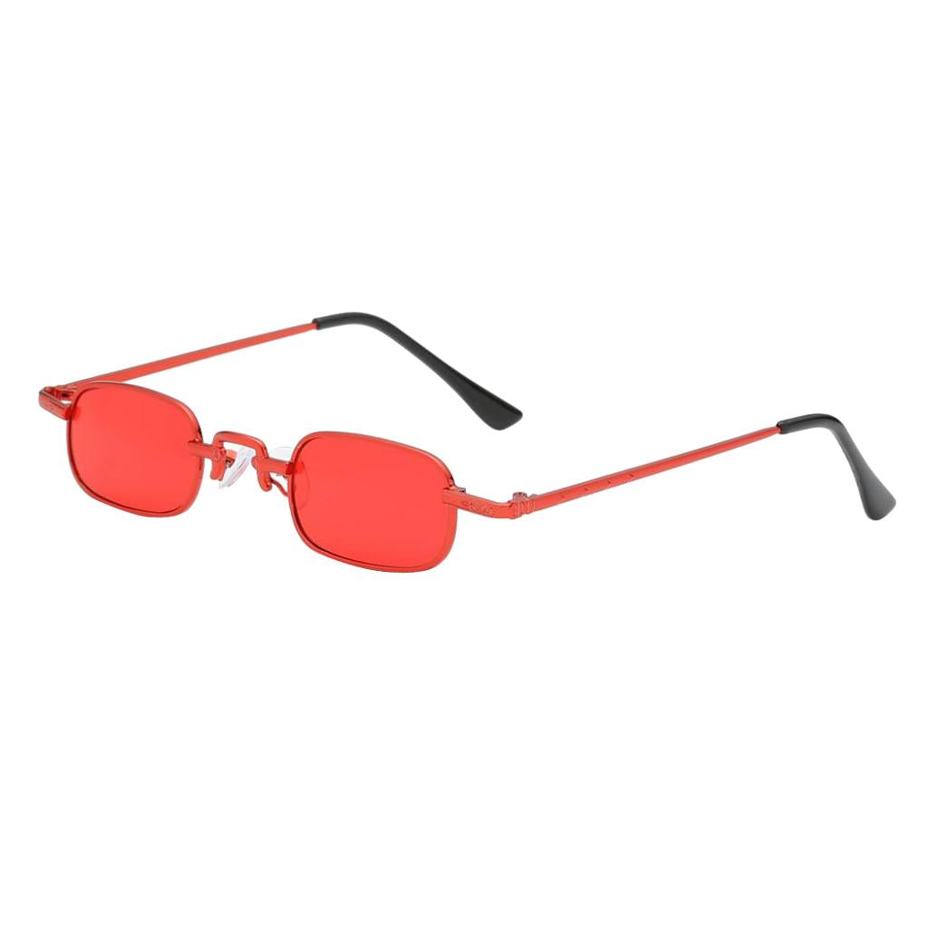 Vintage Small Square Punk Sunglass Metal Rectangle Sunglass Red