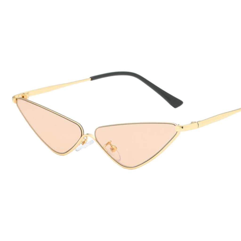 Unisex Metal Frame Fashion Cat Eye Sunglasses UV 400 Eyeglasses Champagne