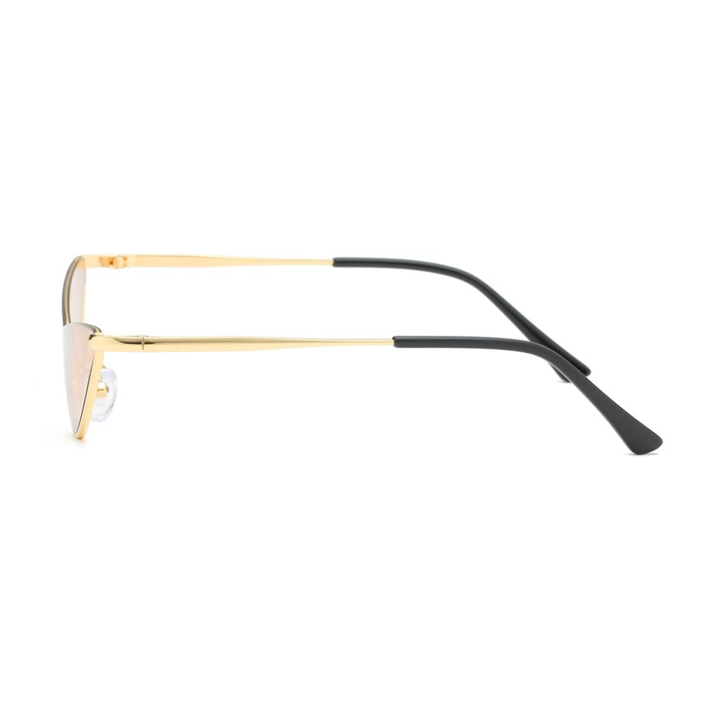 Unisex Metal Frame Fashion Cat Eye Sunglasses UV 400 Eyeglasses Champagne