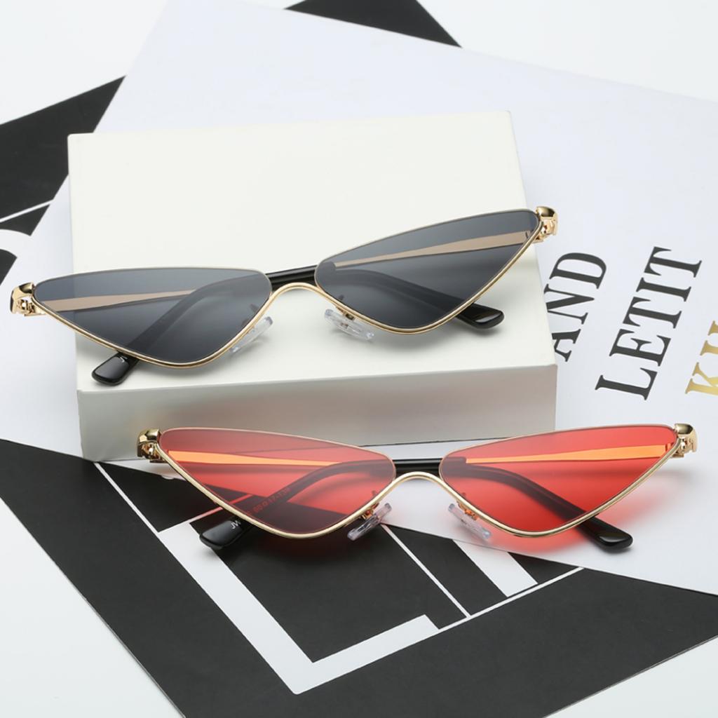Unisex Metal Frame Fashion Cat Eye Sunglasses UV 400 Eyeglasses Champagne