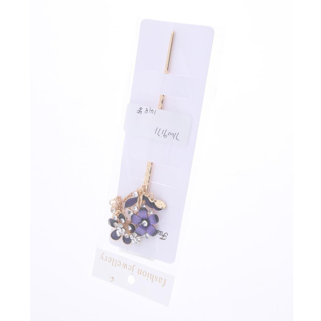 Chinese Hair Chopsticks Crystal Rhinestone Flower Hair Stick Pins Purple