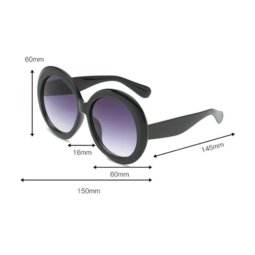 Futuristic Oversize Round Sunglasses Black frame Gradient gray lens