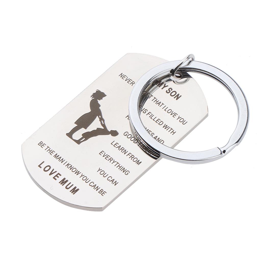 Stainless Steel Dog Tag Pendant Key Ring Keychain Necklace Gift DIY To My Son Love Mum
