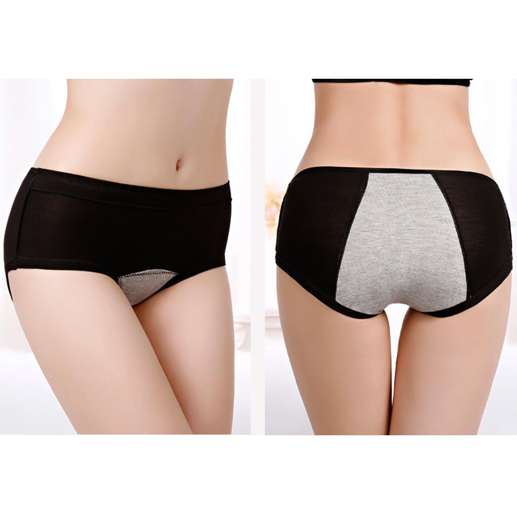Women's Menstrual Period Panties Leakproof Physiological Underwear Black XL