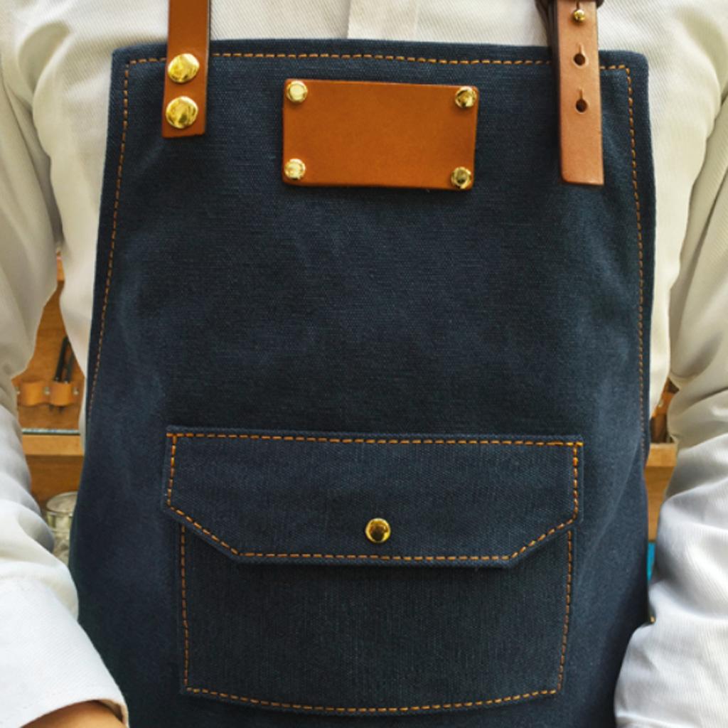 Women Denim Apron with Pockets Man Fully Adjustable Unique Design Denim Blue