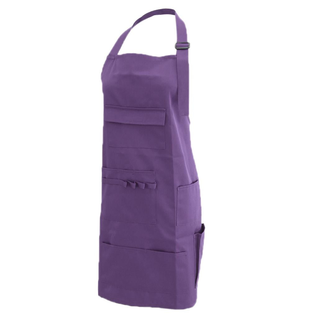 Professional Artist Apron Canvas Long Bib Painting Apron Salon Work Apron Purple