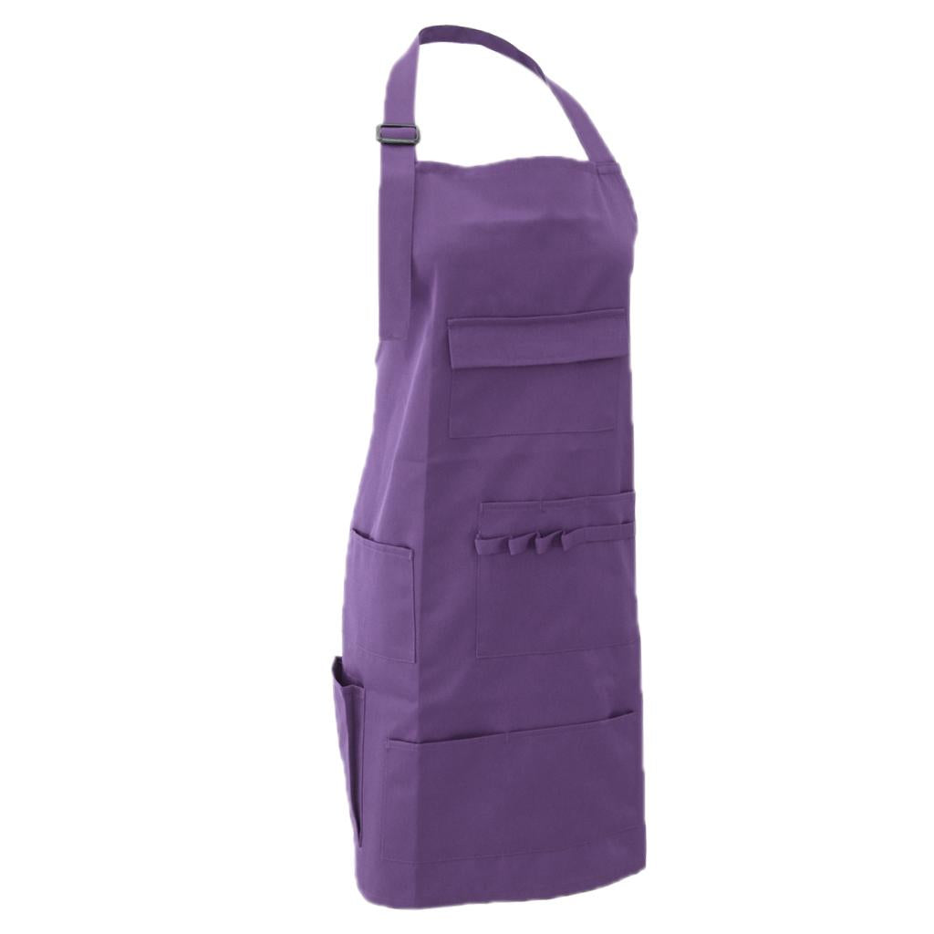 Professional Artist Apron Canvas Long Bib Painting Apron Salon Work Apron Purple
