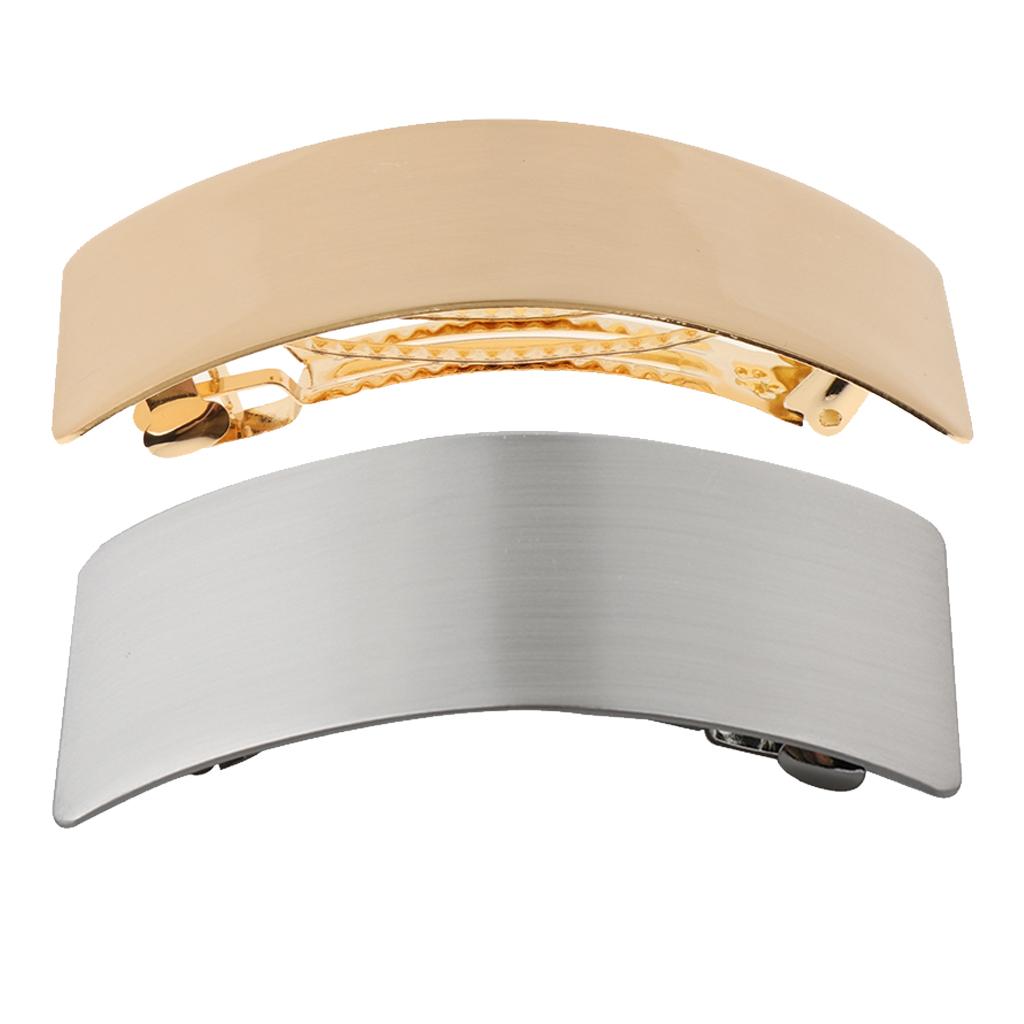 2x Automatic Metal French Barrette Large Hair Clip Pin Ponytail Holder
