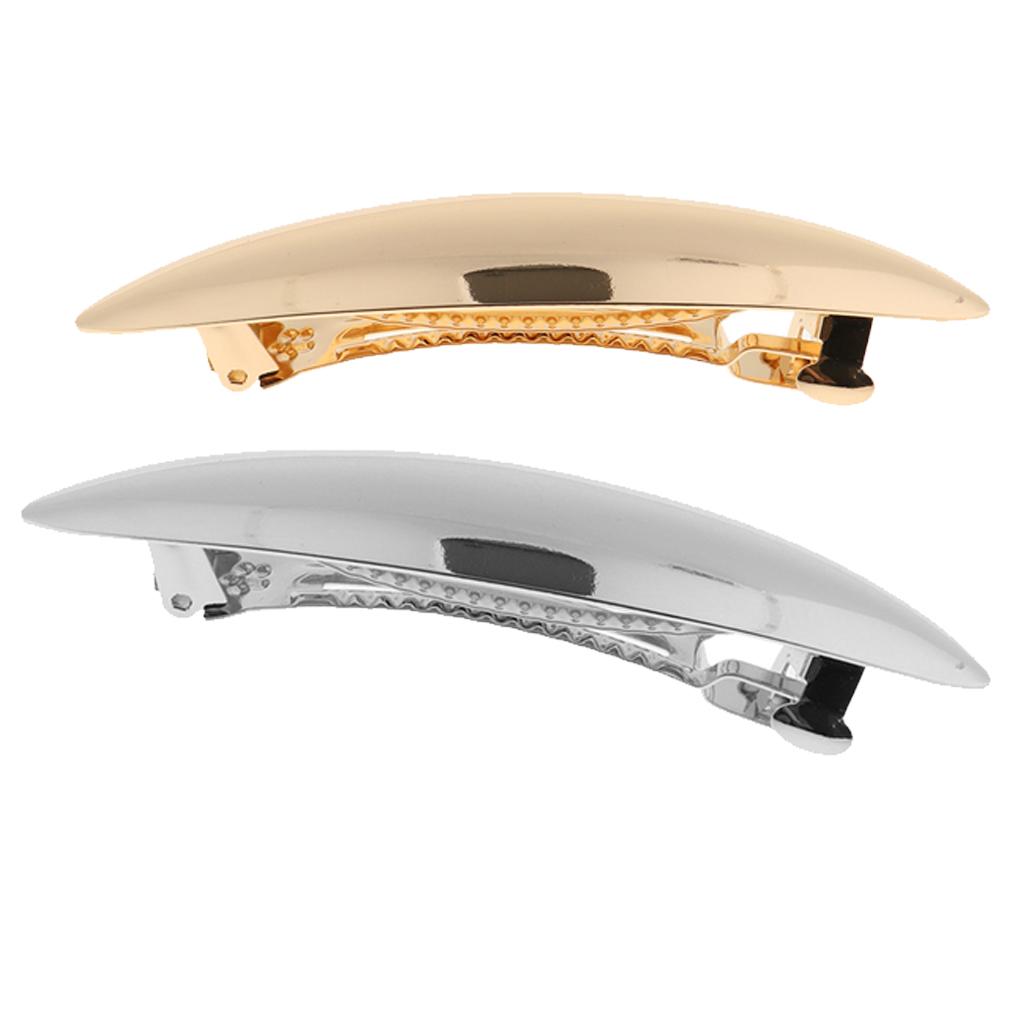 2x Metal Automatic Leaf French Barrette Large Hair Clip Pin Ponytail Holder