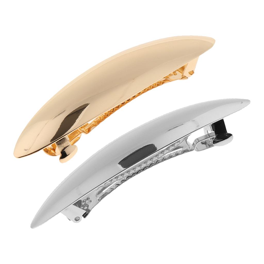 2x Metal Automatic Leaf French Barrette Large Hair Clip Pin Ponytail Holder